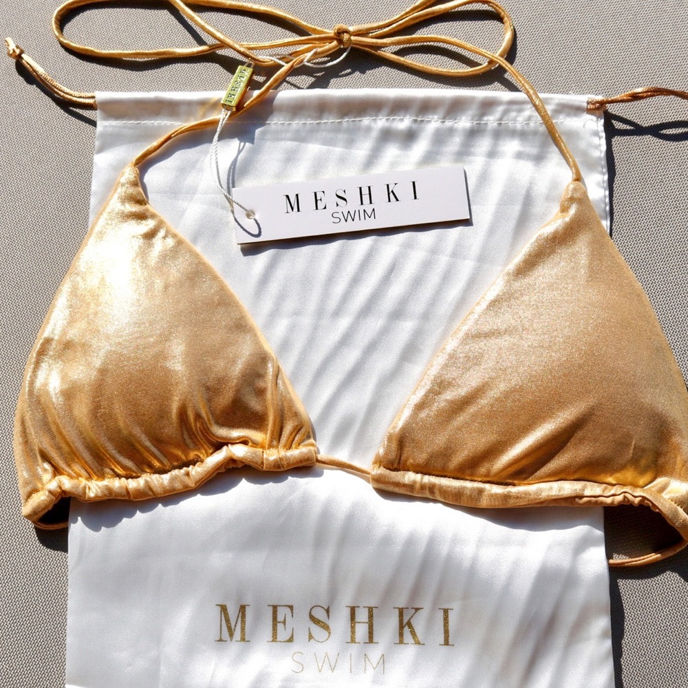 Meshki Tie Bikini Top - Gold, Size M